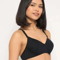 Clovia Black Cotton Regular Fit Bra image 4
