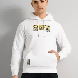 celio celio* White Regular Fit Graphic Print Hooded Sweatshirt-picture-38