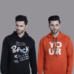 Vimal Jonney Black & Orange Regular Fit Printed Hooded Sweatshirt - Pack of 2-picture-15