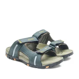 Asian Men's VISTARA-49 Forest Green & Yellow Casual Sandals image 3