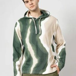 celio celio* Olive Regular Fit Tie - Dye Cotton Hooded Sweatshirt-picture-43