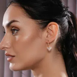 Aatmana Rose Gold Statement Pearl & Crystal Studded Drop Earring image 2