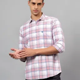 Cantabil Pink Cotton Regular fit Checks Shirts-picture-17
