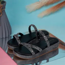 Louis Stitch Women's Jet Black Casual Sandals-image-41
