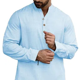 APEKTRA Mandarin Collar Roll-Up Sleeves Kurta-picture-31