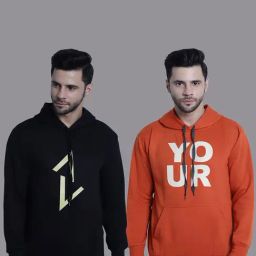 Vimal Jonney Black & Orange Regular Fit Printed Hooded Sweatshirt - Pack of 2-picture-14