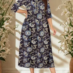 Vaidiki Women Maternity Floral Flared Ethnic Dress-image-12