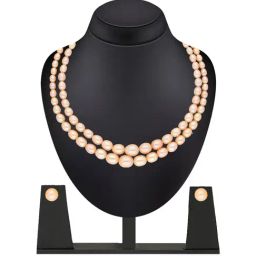 Sri Jagdamba Pearls Peach Alloy Casual Necklace & Earring Set-picture-2