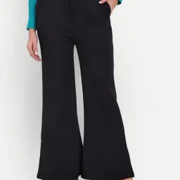 Broadstar Black High Rise Bootcut Flared Trousers-picture-15