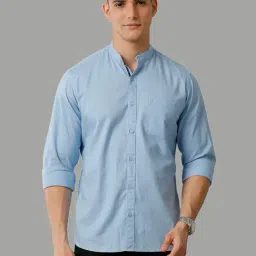 CAVALLO by Linen Club Blue Contemporary Fit Shirt-picture-27