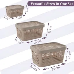 RUBOXA Beige 3 Pieces Stackable Multi-Utility Organiser image 2