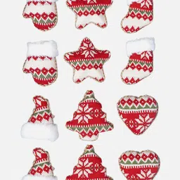 Little Surprise Box LLP Set Of 12 Red & White Printed Knitted Festive Decor-picture-15