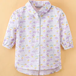 ToffyHouse Cotton Poplin Full Sleeves Top with Birds Print - White-picture-21