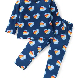 Babyhug Cotton Knit Full Sleeves Night Suit With Stars Print - Blue-picture-15