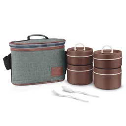 Sanjeev Kapoor By Classic Essentials Luscious Microwave, Insulated Tiffin Set with Bag & Cutlery - 4 Containers Lunch Box (2000 ml, Thermoware)-image-3