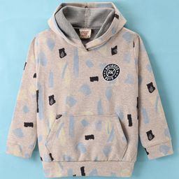 Rikidoos Full Sleeves Abstract Printed Hoodie - Grey-picture-2