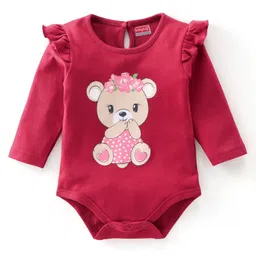 Babyhug 100% Cotton Full Sleeves Onesies Bear Print Pack of 3 - Multicolor image 2