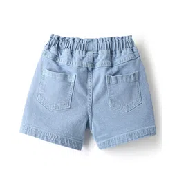 Mark & Mia Cotton Lycra Knee Length Denim Shorts With Bow Embroidery - Light Blue image 2