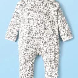 ToffyHouse Interlock Knit Full Sleeves Footed Sleepsuit with Animal Embroidery - White image 2