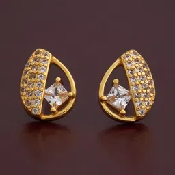 Kushal's Fashion Jewellery 92.5Silver Gold-Plated Zircon Teardrop Studs Earrings-picture-24