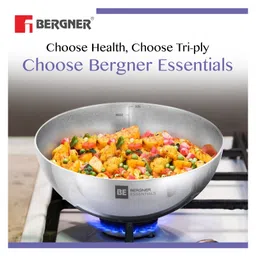 Bergner BE Bergner Essentials Tri-Ply Stainless Steel 20 cm (1.5 Liters) Tasra, Steel Kadai/Tasla Without Handle, Even Heat Distribution, Easy to Clean, Gas Stove Compatible, Silver, 5-Year Warranty image 3