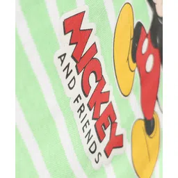 Babyhug Disney Interlock Knit Full Sleeves Romper with Mickey Mouse & Friend Print & Stripe Design - Green image 3