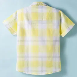 Dapper Dudes Half Sleeves Plaid Checked Shirt With Attached Tee - Lemon image 3