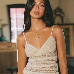 LULU & SKY Women V-Neck Lace Crop Top-picture-16