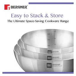 Bergner BE Bergner Essentials Tri-Ply Stainless Steel 20 cm (1.5 Liters) Tasra, Steel Kadai/Tasla Without Handle, Even Heat Distribution, Easy to Clean, Gas Stove Compatible, Silver, 5-Year Warranty image 4