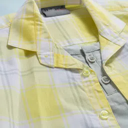 Dapper Dudes Half Sleeves Plaid Checked Shirt With Attached Tee - Lemon image 4