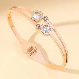 MYKI Rose Gold-Plated Artificial Stones Studded Bangle-Style Bracelet image 3