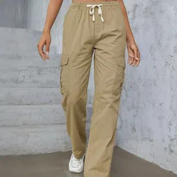 CORSICA Women Relaxed Straight Leg Straight Fit Cargos Trousers-image-74
