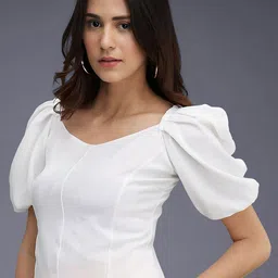 Dream Beauty Fashion Women Solid Puff Sleeve Top image 3