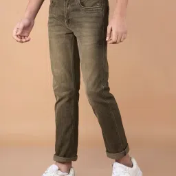 Crimsoune Club Boys Brown Cotton Blend Solid Jeans image 4