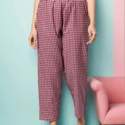 Kryptic Maroon Cotton Checks Pyjamas image 4