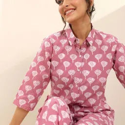 Libas Pink Printed Pyjamas Set image 4
