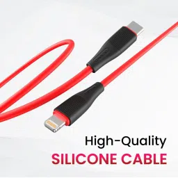 Portronics Silklink 20W Type-C to 8 Pin Fast charging Cable for Lightning Devices 1M (Red) image 4