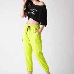 Globus Neon Green Relaxed Fit Relaxed Fit Mid Rise Joggers image 4