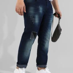 Instafab Plus Blue Regular fit Distressed Plus Size Distressed Jeans-picture-36