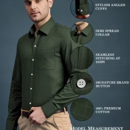 Louis Stitch Green Cotton Regular Fit Checks Shirt image 4