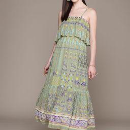 Label Ritu Kumar Ethnic Motifs Print Layered Georgette Maxi Dress-picture-48