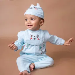 Baby Moo Kids Sky Blue Printed Full Sleeves T-Shirt Set image 4