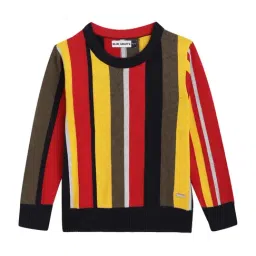 Blue Giraffe Kids Multicolor Cotton Color Block Pattern Sweater-picture-42