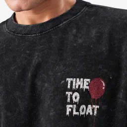 The Souled Store Pennywise: Time To Float Black Oversized T-Shirt image 4