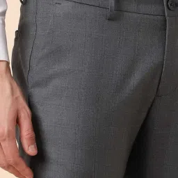 Allen Solly Grey Slim Fit Checks Trousers image 4