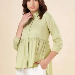 Akkriti by Pantaloons Green Embroidered Shirt image 4