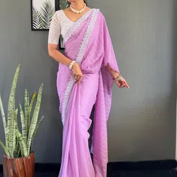 Mitera Striped Zari Pure Georgette Saree image 2