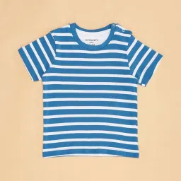 Pantaloons Baby Blue Cotton Printed Dungaree Set image 4