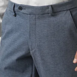 Van Heusen Blue Slim Fit Texture Trousers image 4