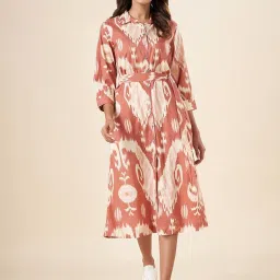 Akkriti by Pantaloons Rust Printed Shirt Dress image 4